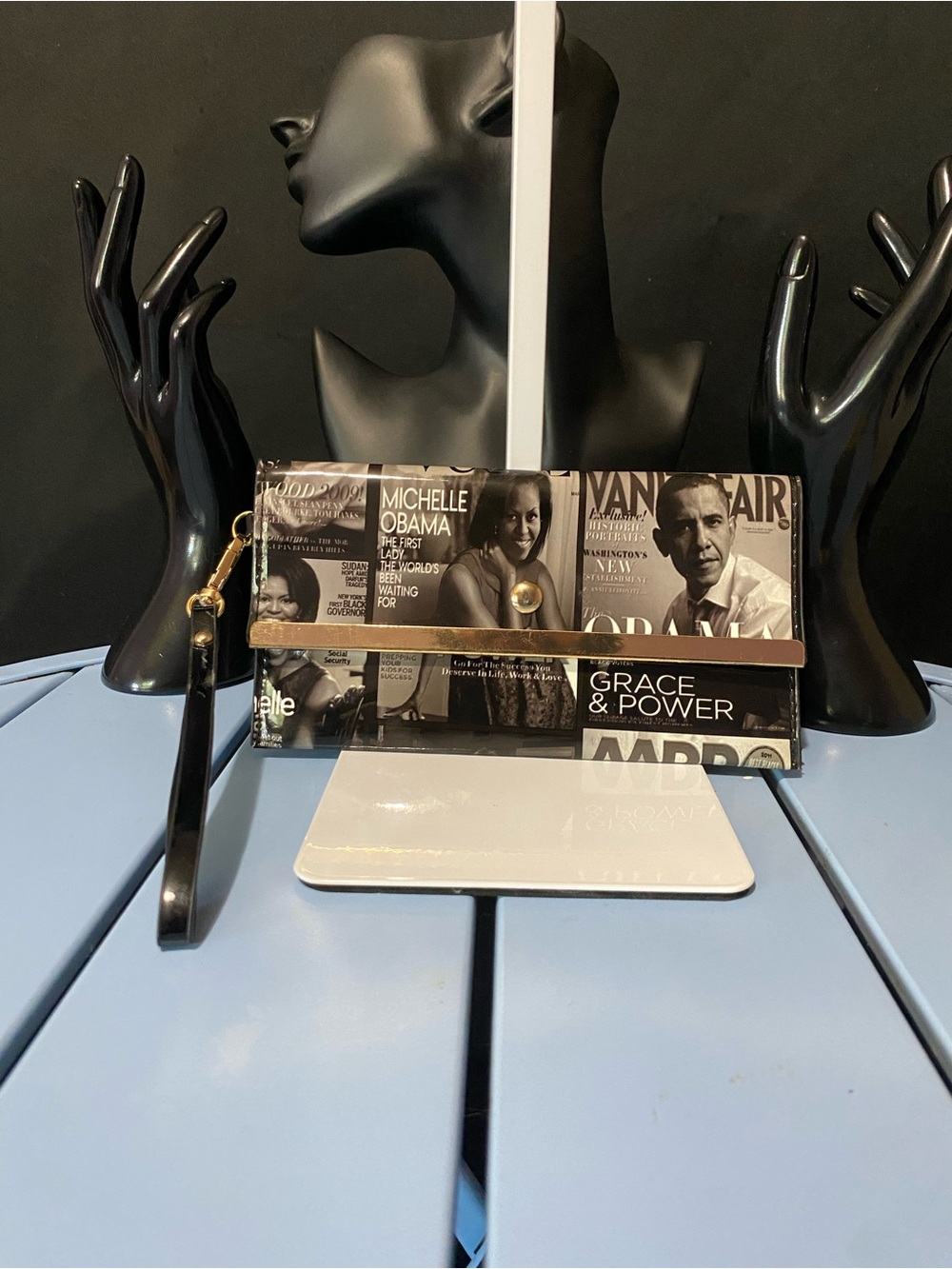 Obama And Michelle Magazine Print Wallet Clutch Wristlet